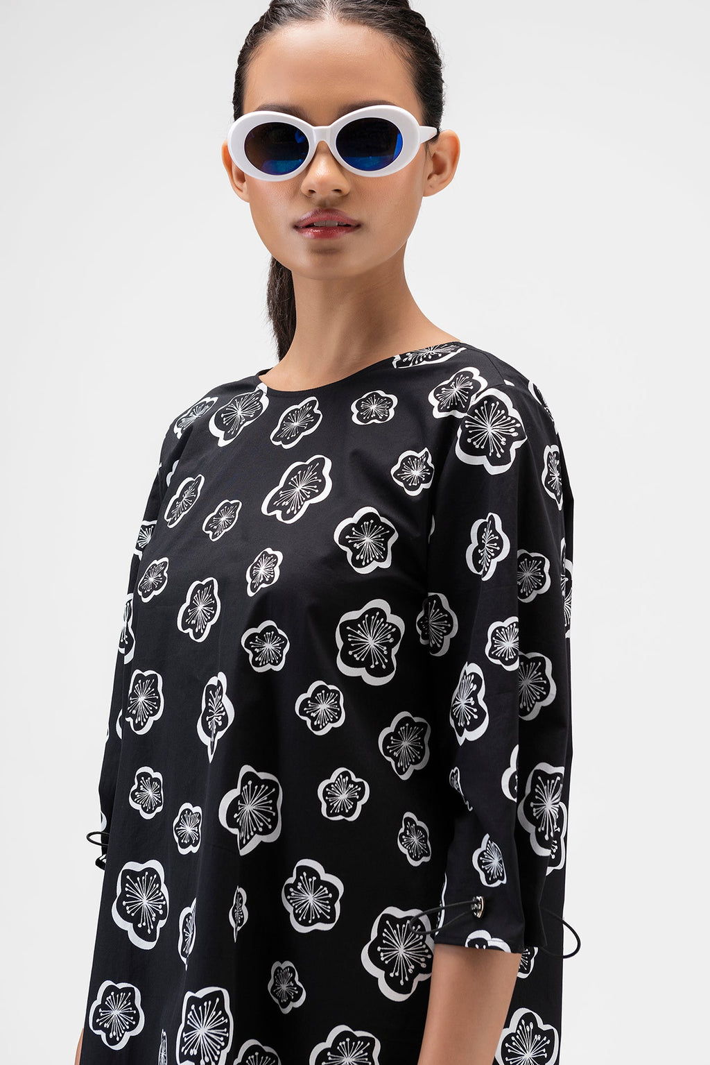 Printed Dress With Box Pleats