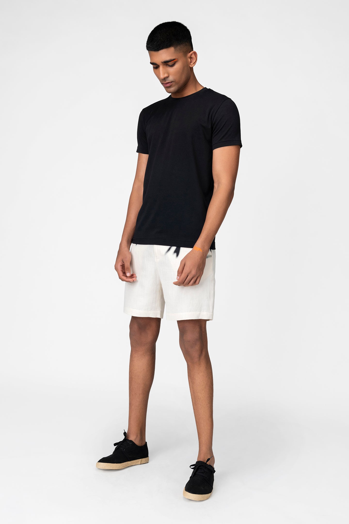 Shadow Print Linen Blend Shorts for Men