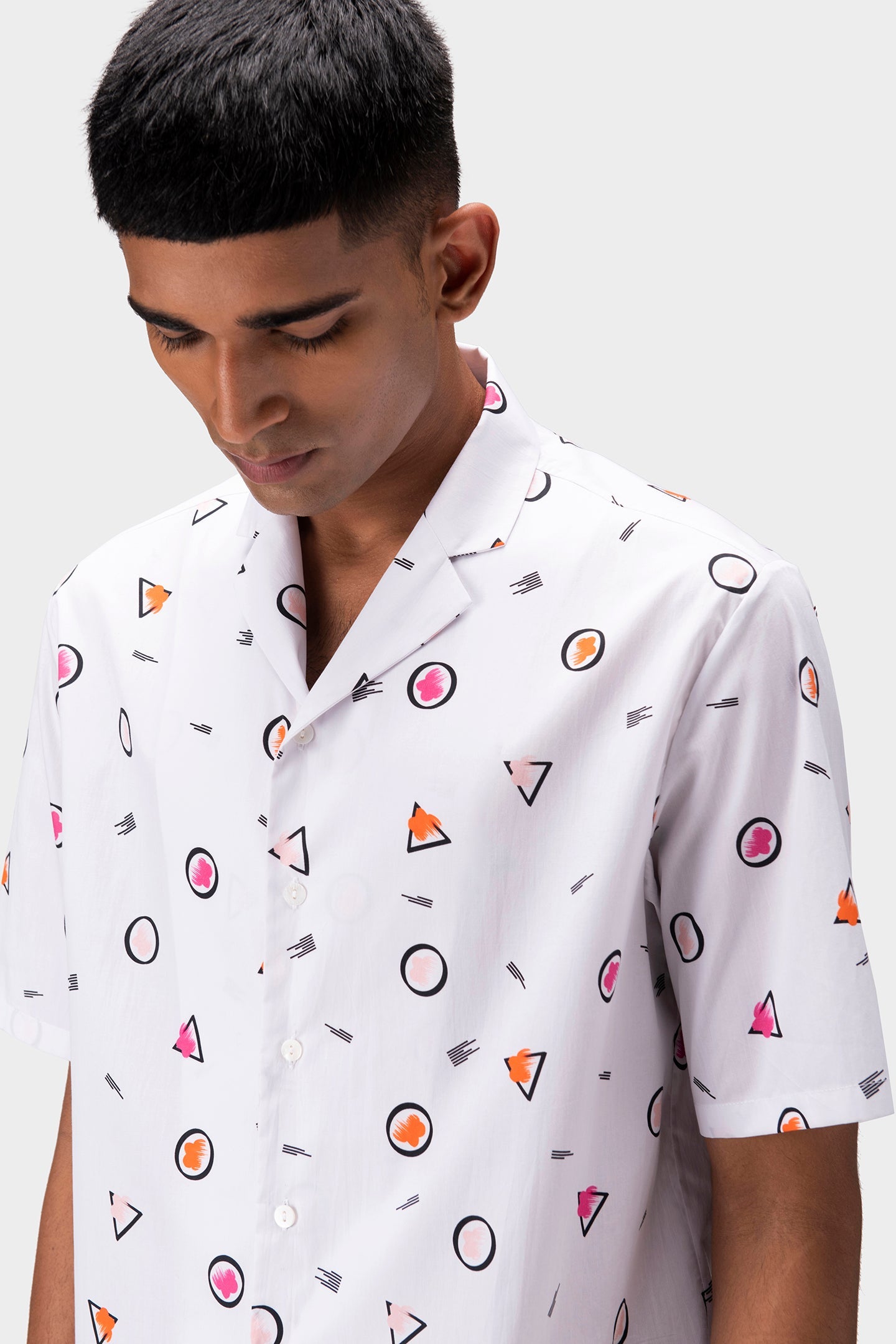 Floral Iconography Men Shirt With Cuban Collar