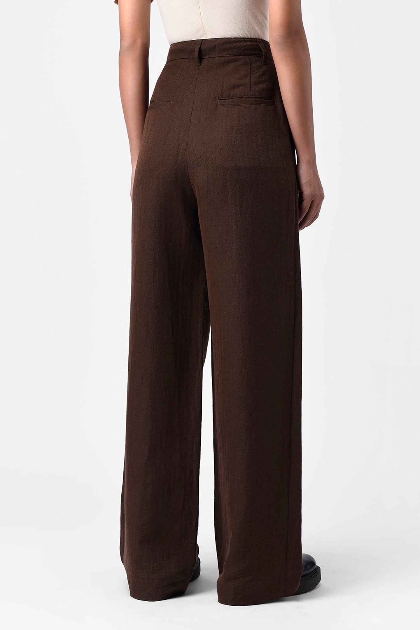 Umber Brown Women Linen Trousers