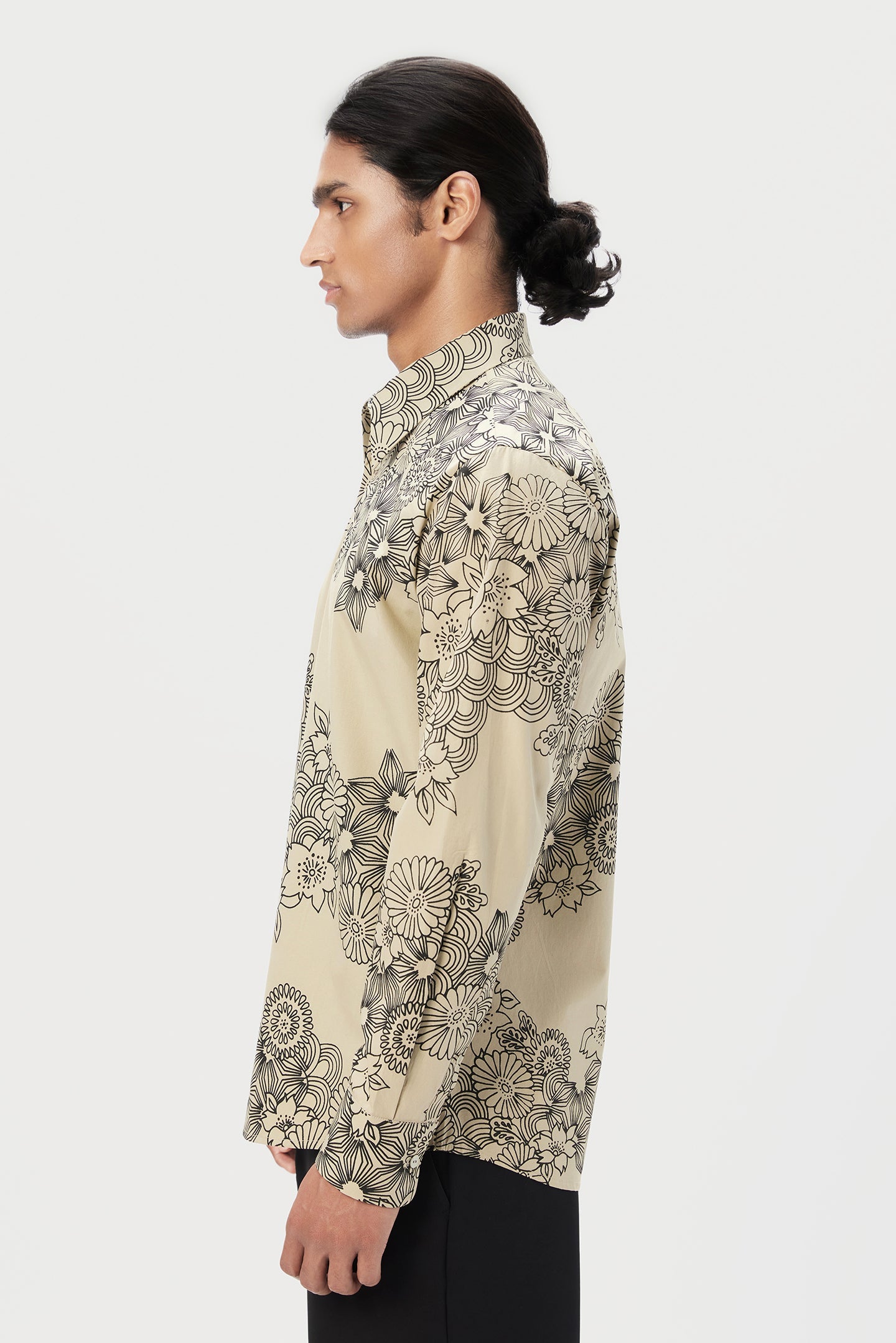 Regular Fit Button-Up Shirt with All-Over Floral Print - Genes Lecoanet Hemant