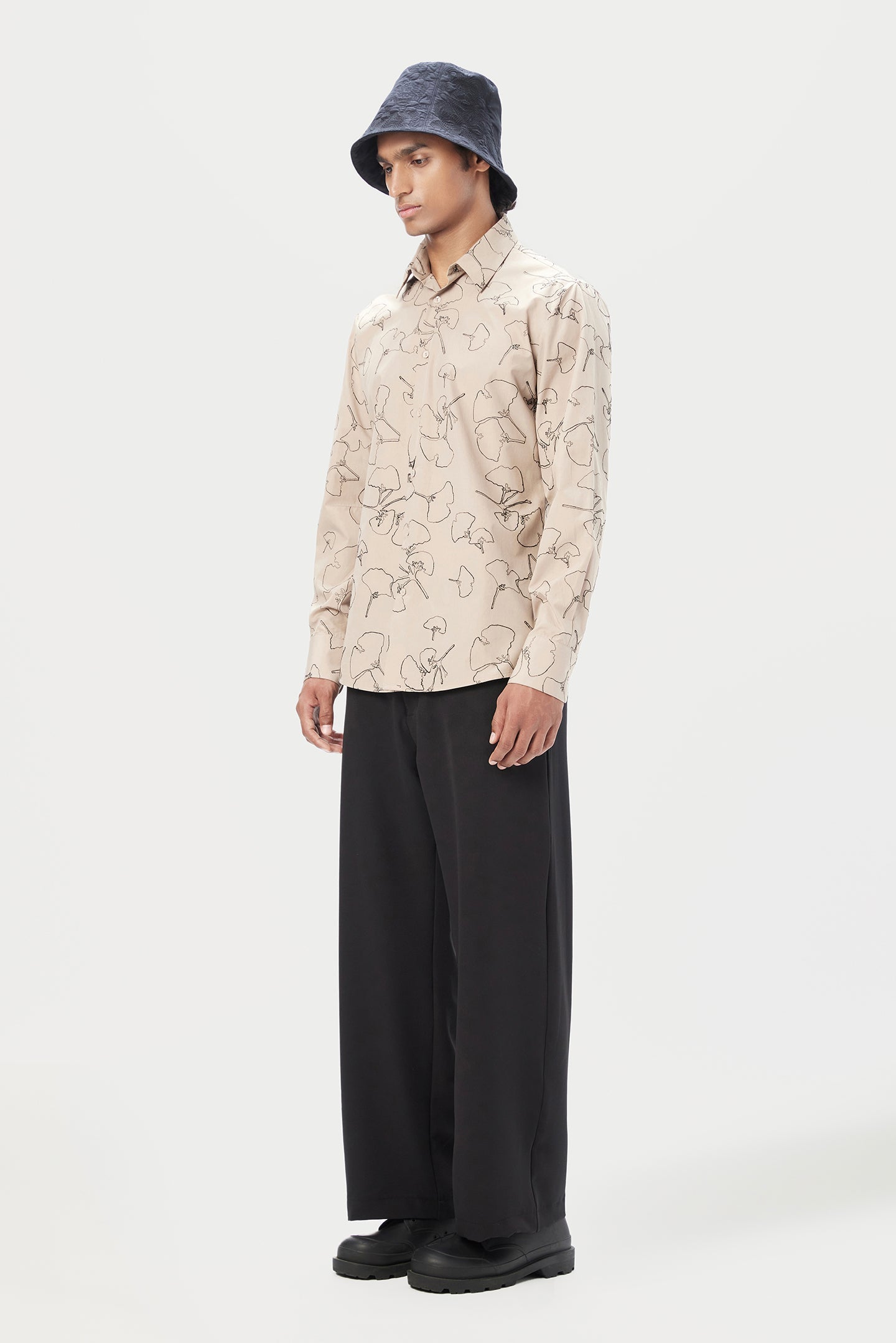 Regular Fit Button-Up Shirt with All-Over Thread Embroidery - Genes Lecoanet Hemant