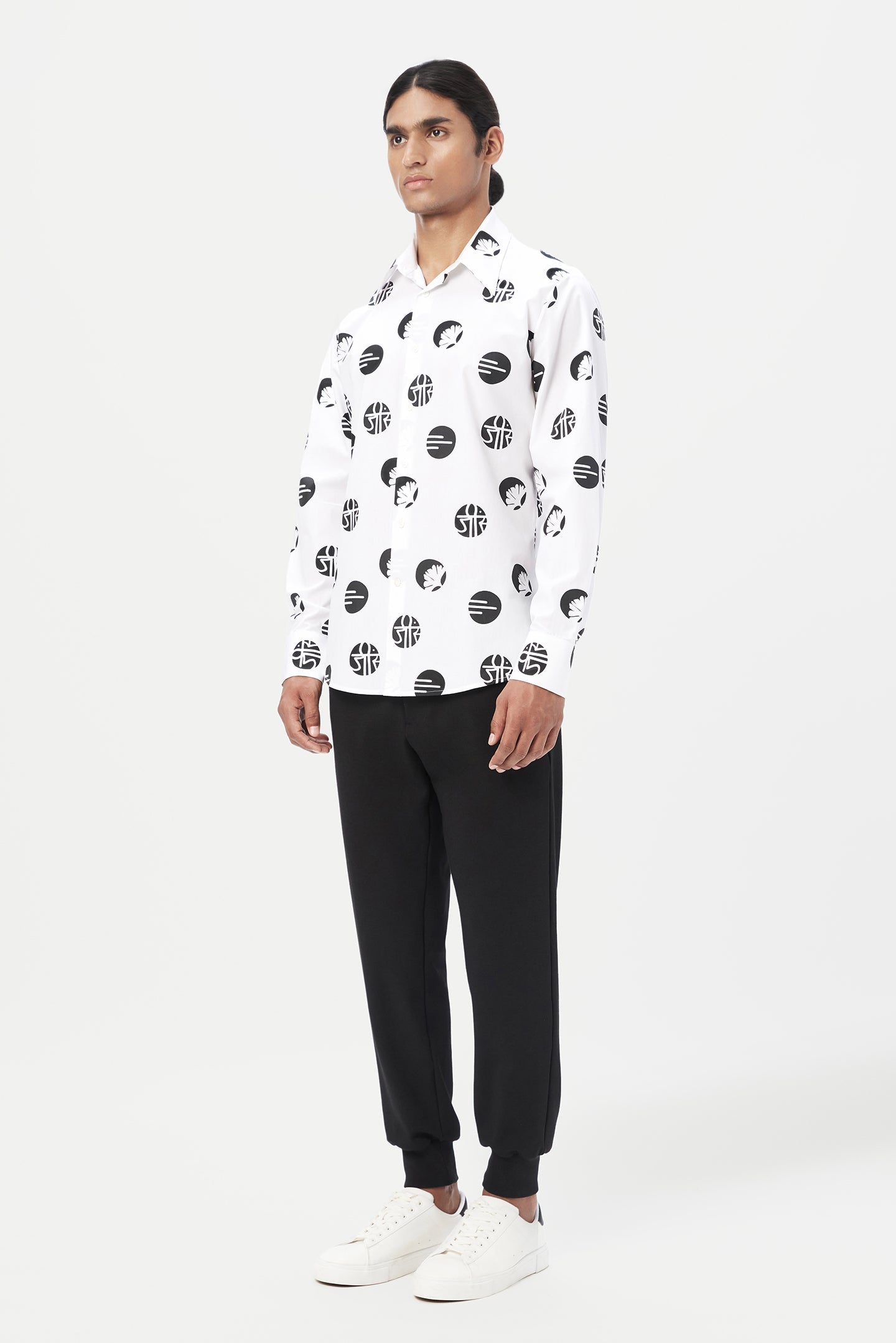 Regular Fit Button-Up Shirt in an Eye-Catching Stamp Print - Genes Lecoanet Hemant