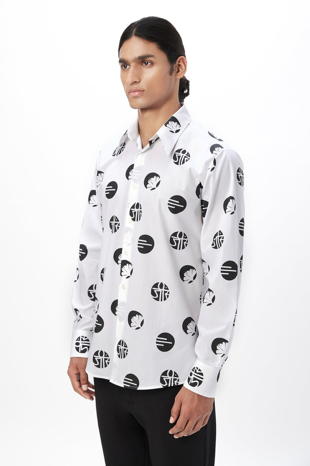Regular Fit Button-Up Shirt in an Eye-Catching Stamp Print - Genes Lecoanet Hemant