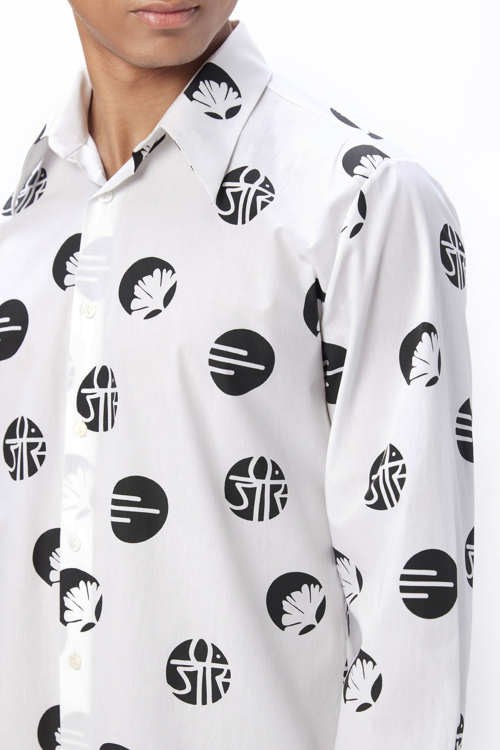 Regular Fit Button-Up Shirt in an Eye-Catching Stamp Print - Genes Lecoanet Hemant