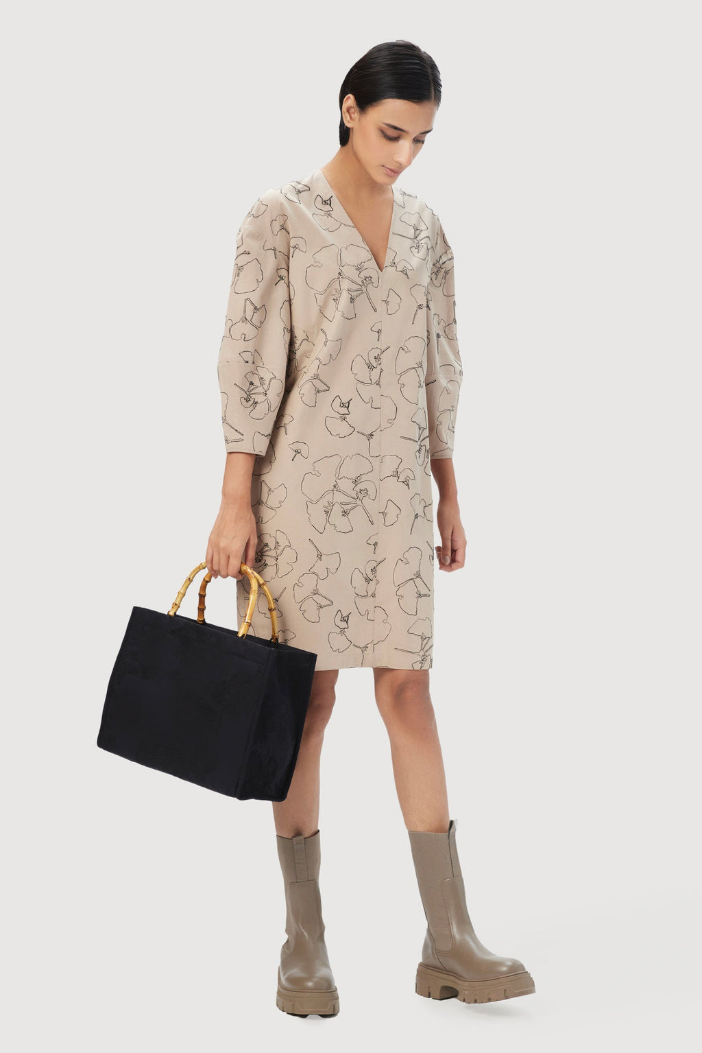 Slim Fit V-Neck Dress - Genes Lecoanet Hemant
