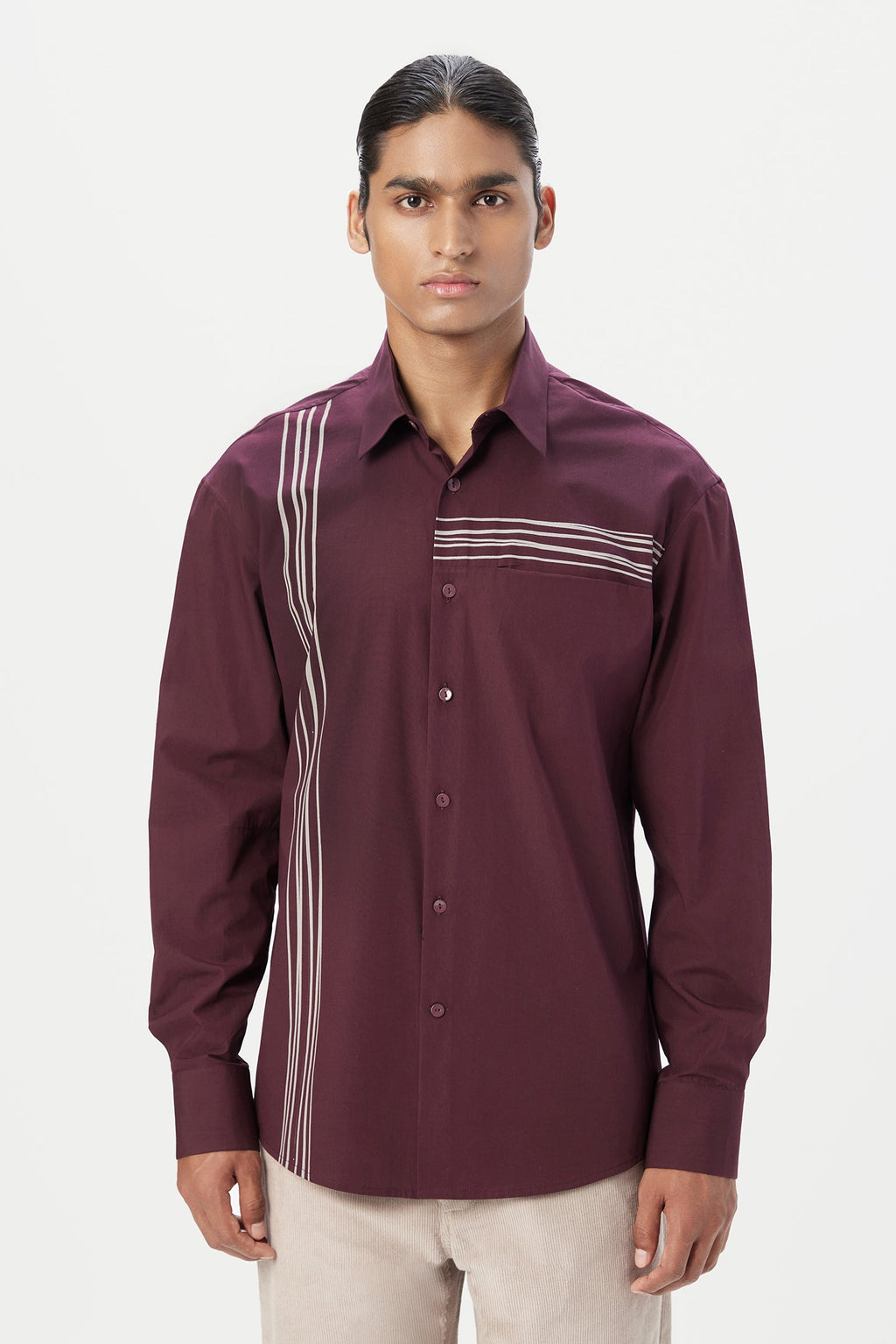 Relaxed Fit Button-Up Shirt with Drop Shoulder - Genes Lecoanet Hemant