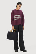 Easy Fit Round Neck Sweatshirt with Drop Shoulder - Wine