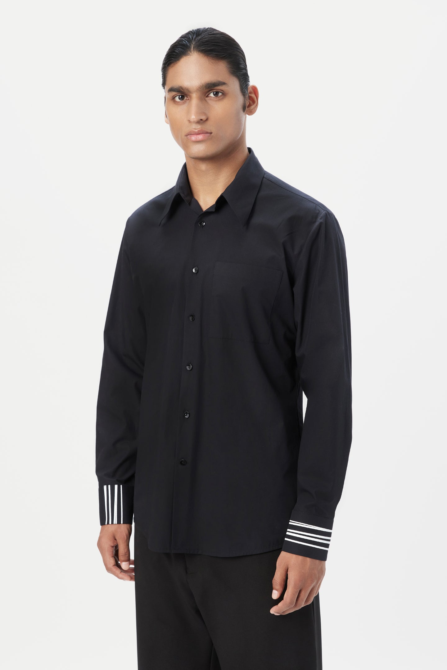 Regular Fit Button-Up Shirt with Stylish Line Print Placement - Genes Lecoanet Hemant