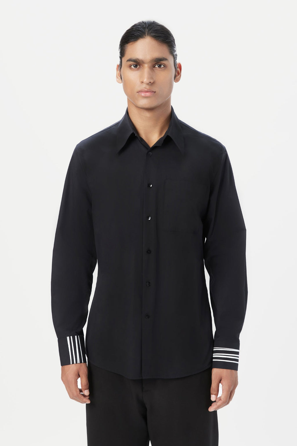 Regular Fit Button-Up Shirt with Stylish Line Print Placement - Genes Lecoanet Hemant