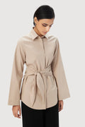 Slim Fit Shirt with Bell Sleeves and Waist-Tie Straps - Genes Lecoanet Hemant