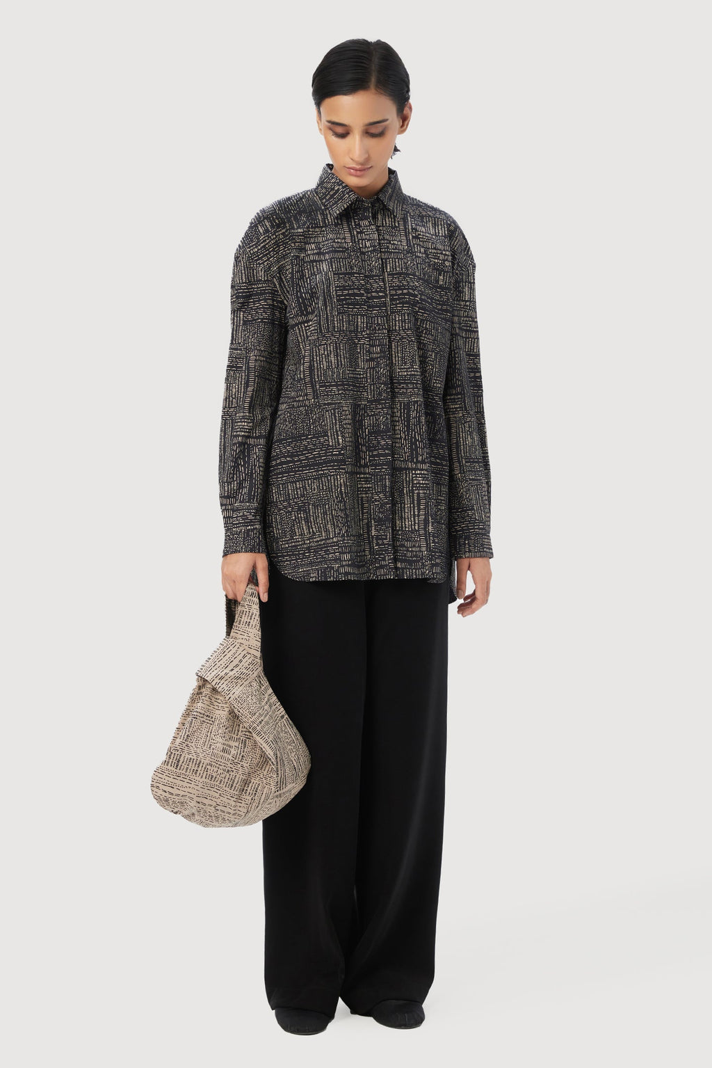 Easy Fit Button-Up Shirt Showcasing an All-Over Kantha Print - Genes Lecoanet Hemant