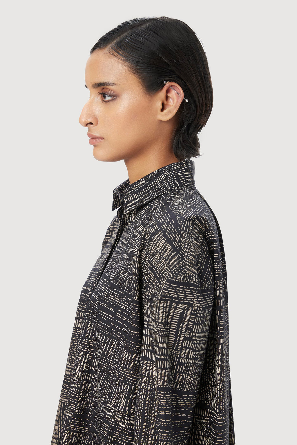 Easy Fit Button-Up Shirt Showcasing an All-Over Kantha Print - Genes Lecoanet Hemant