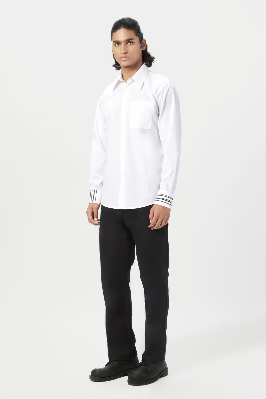 Regular Fit Button-Up Shirt with Stylish Line Print Placement - Genes Lecoanet Hemant