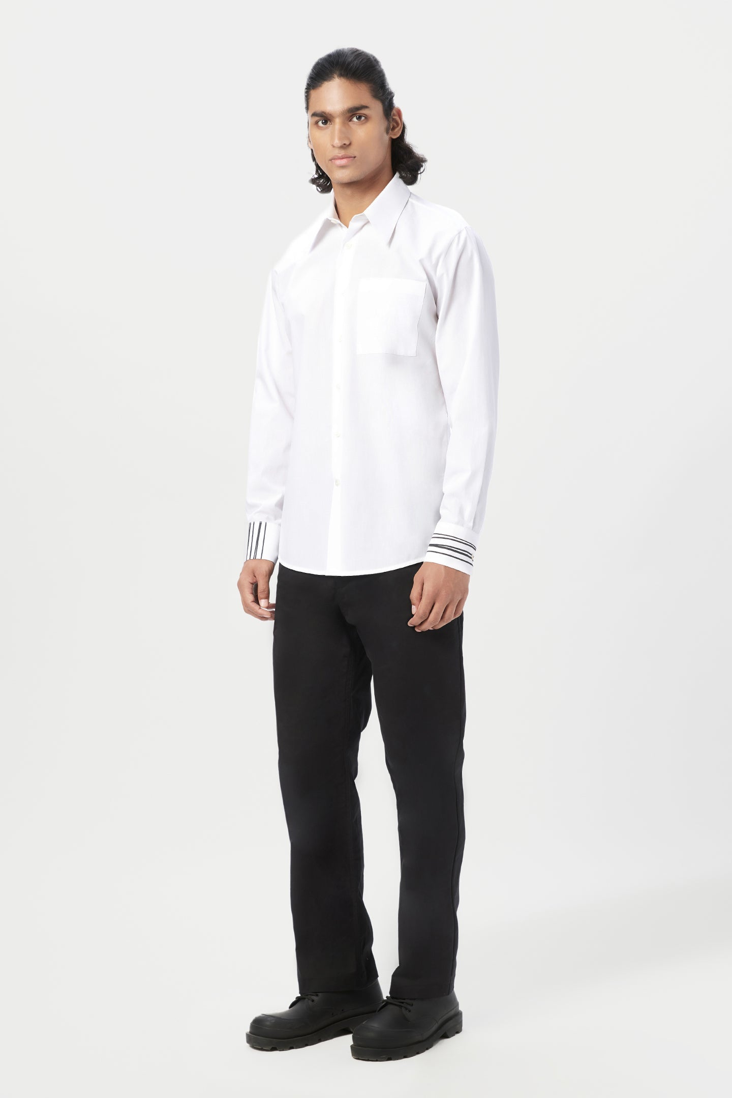 Regular Fit Button-Up Shirt with Stylish Line Print Placement - Genes Lecoanet Hemant