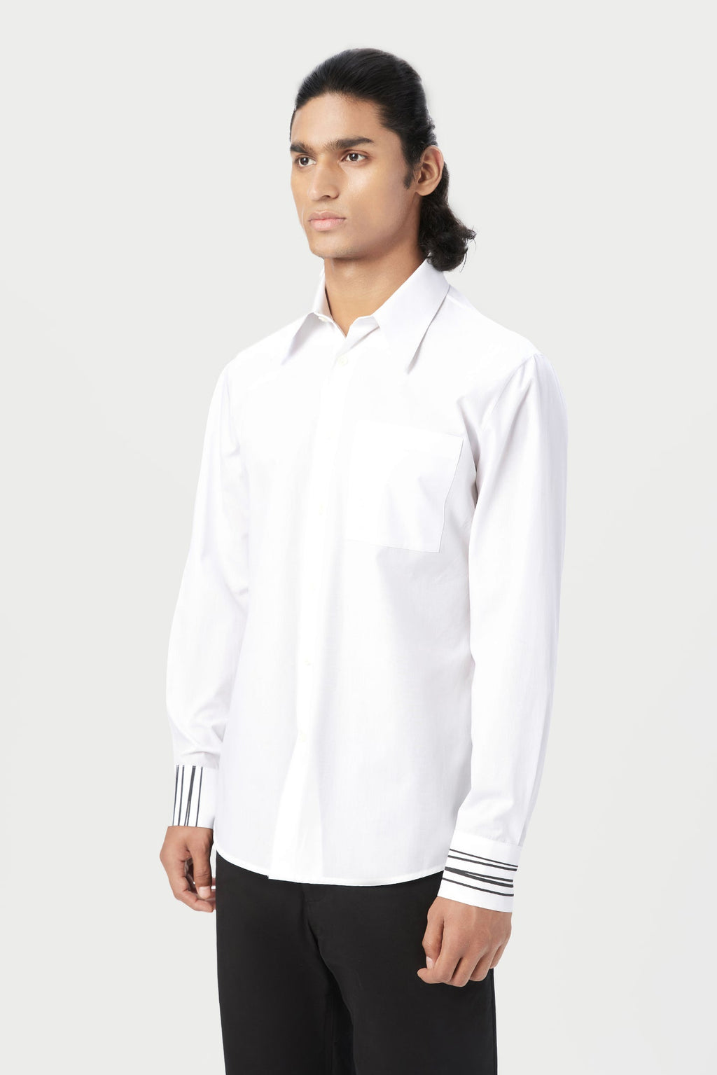 Regular Fit Button-Up Shirt with Stylish Line Print Placement - Genes Lecoanet Hemant