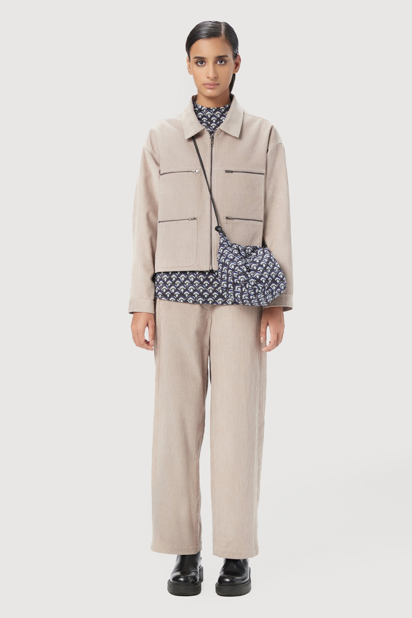 Straight Fit Trousers with Unique Seam Detailing and Knee Darts - Genes Lecoanet Hemant