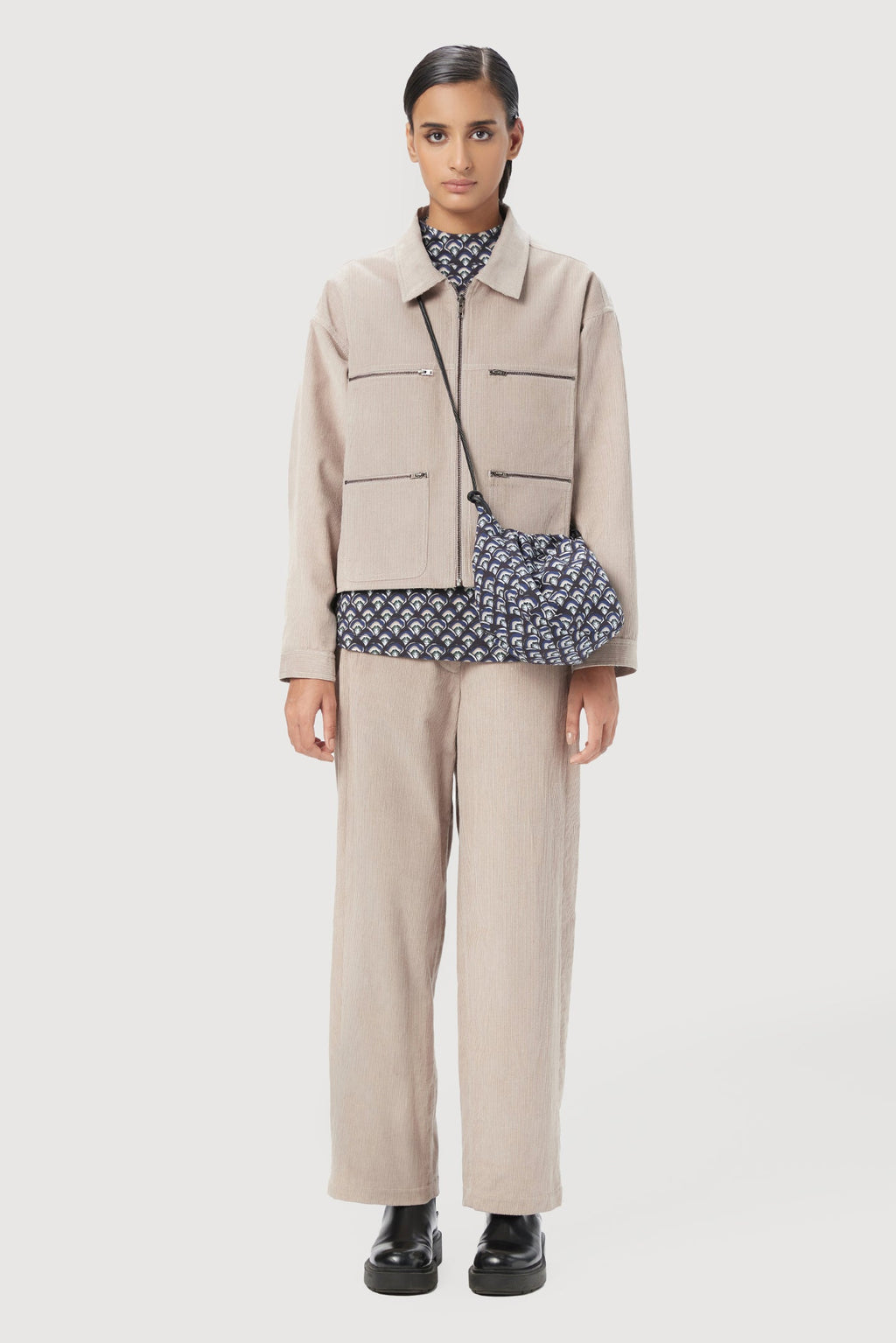 Straight Fit Trousers with Unique Seam Detailing and Knee Darts - Genes Lecoanet Hemant
