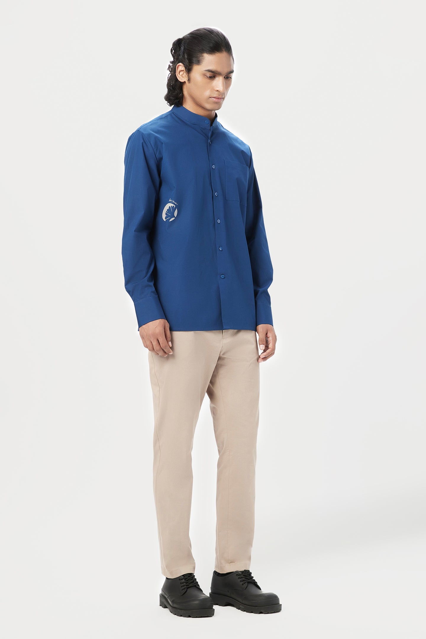 Easy Fit Button Up Shirt with Artful Stamp Print - Genes Lecoanet Hemant