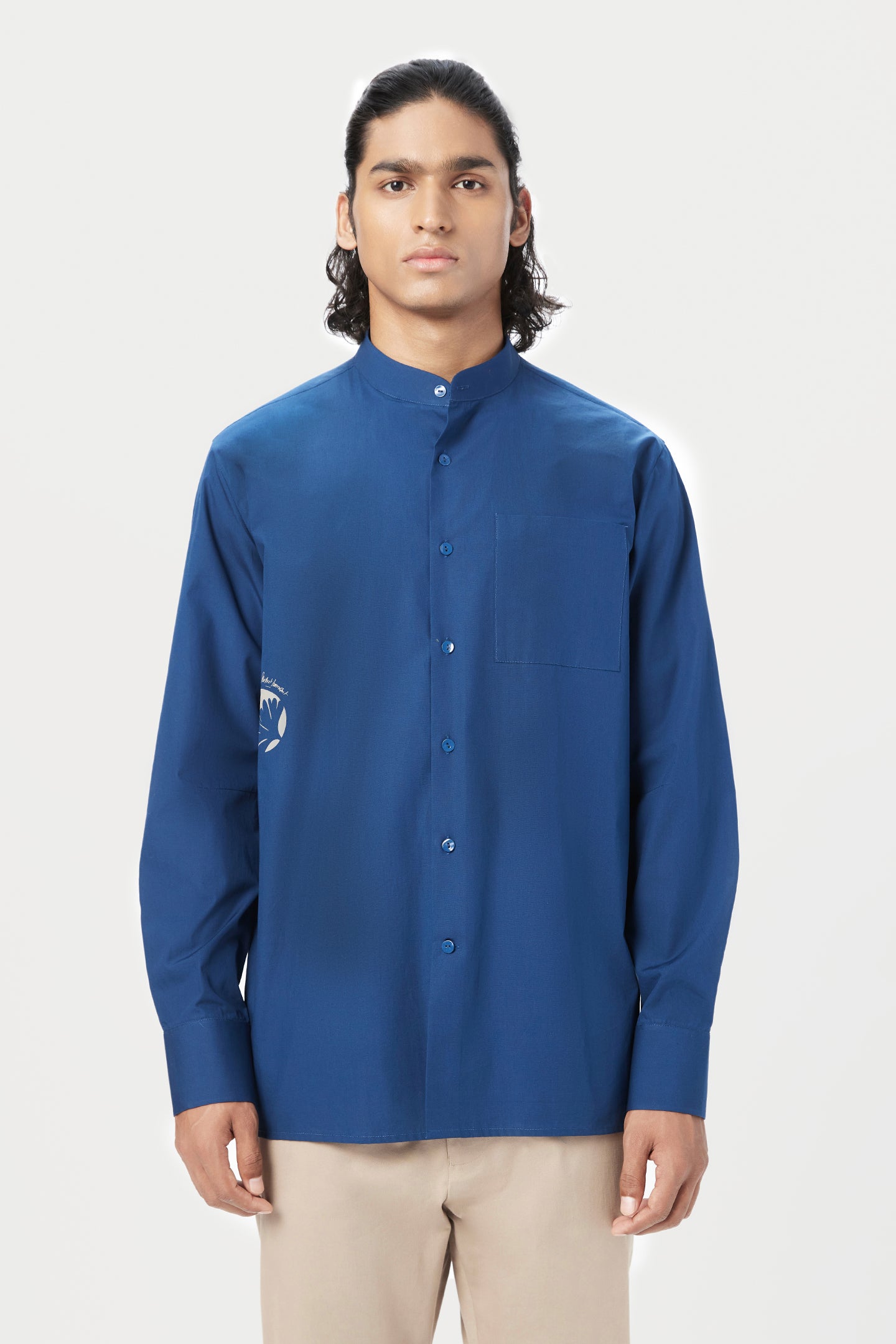 Easy Fit Button Up Shirt with Artful Stamp Print - Genes Lecoanet Hemant