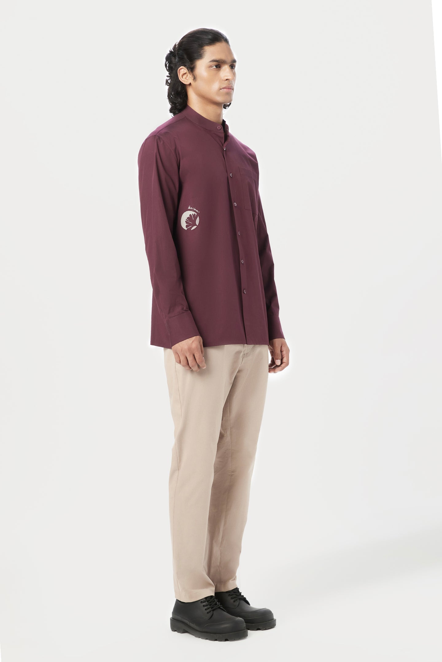 Easy Fit Button Up Shirt with Artful Stamp Print - Genes Lecoanet Hemant