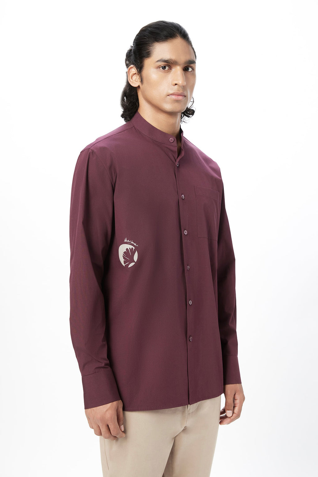 Easy Fit Button Up Shirt with Artful Stamp Print - Genes Lecoanet Hemant