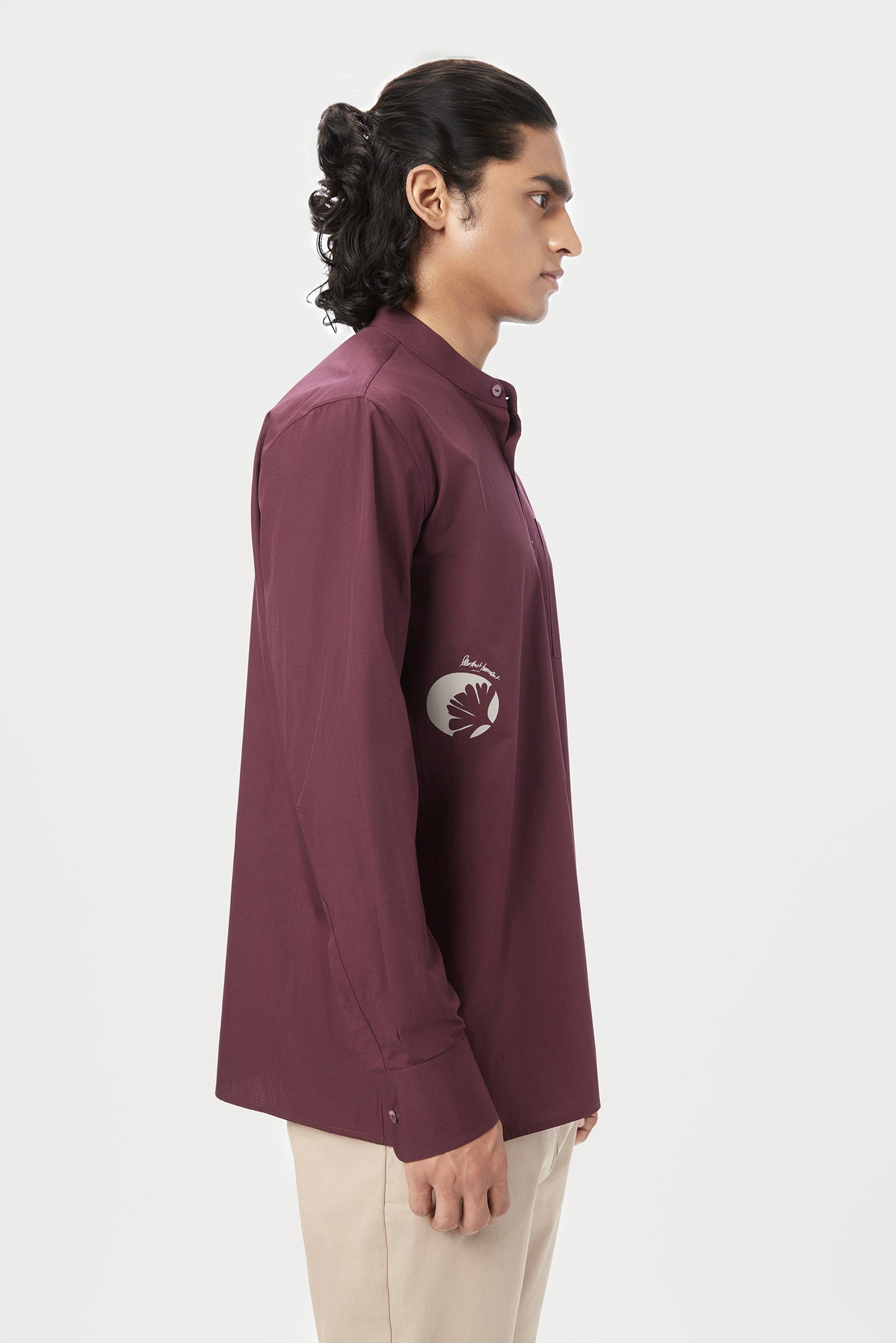 Easy Fit Button Up Shirt with Artful Stamp Print - Genes Lecoanet Hemant