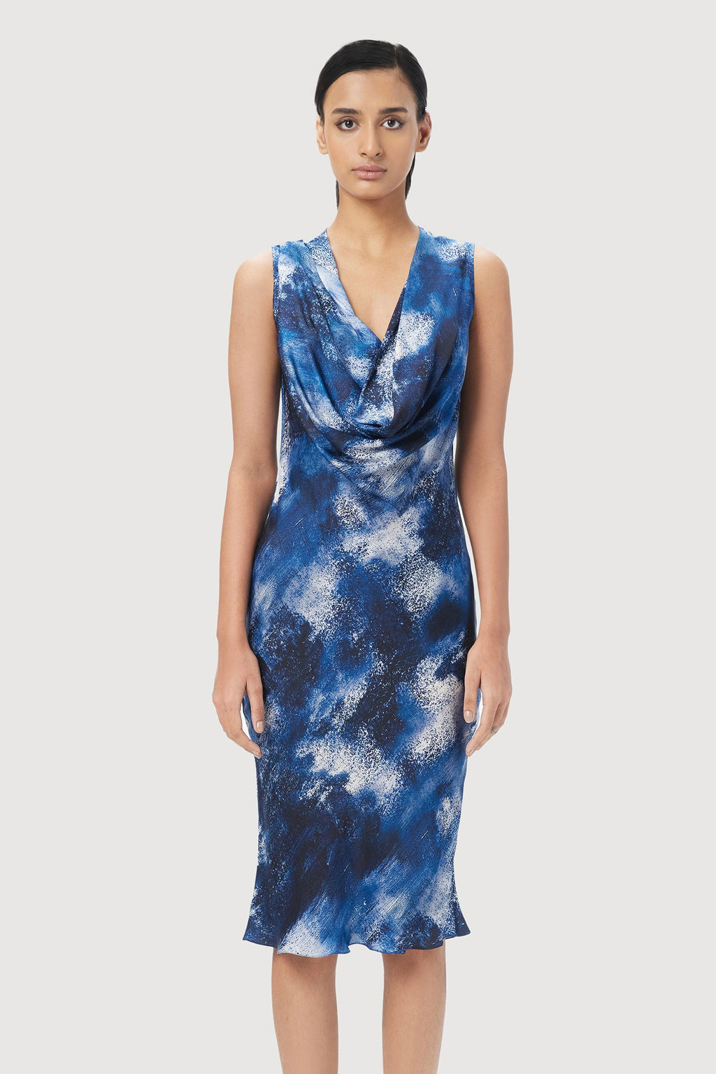 Sleeveless Dress with Dramatic Deep Cowl Neck - Genes Lecoanet Hemant