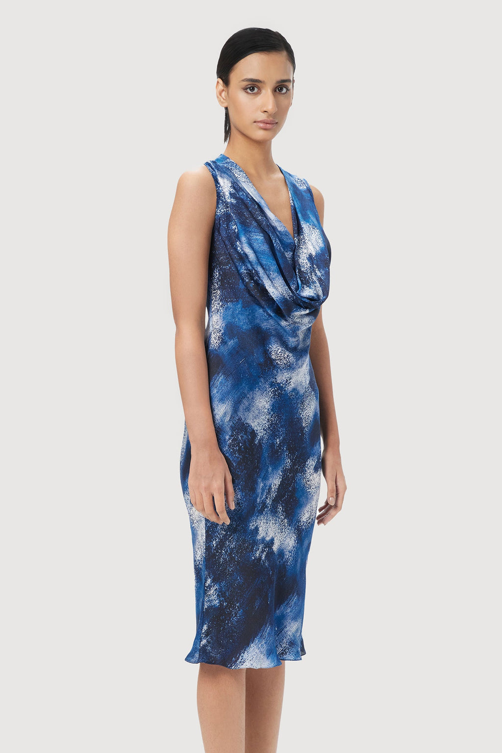 Sleeveless Dress with Dramatic Deep Cowl Neck - Genes Lecoanet Hemant