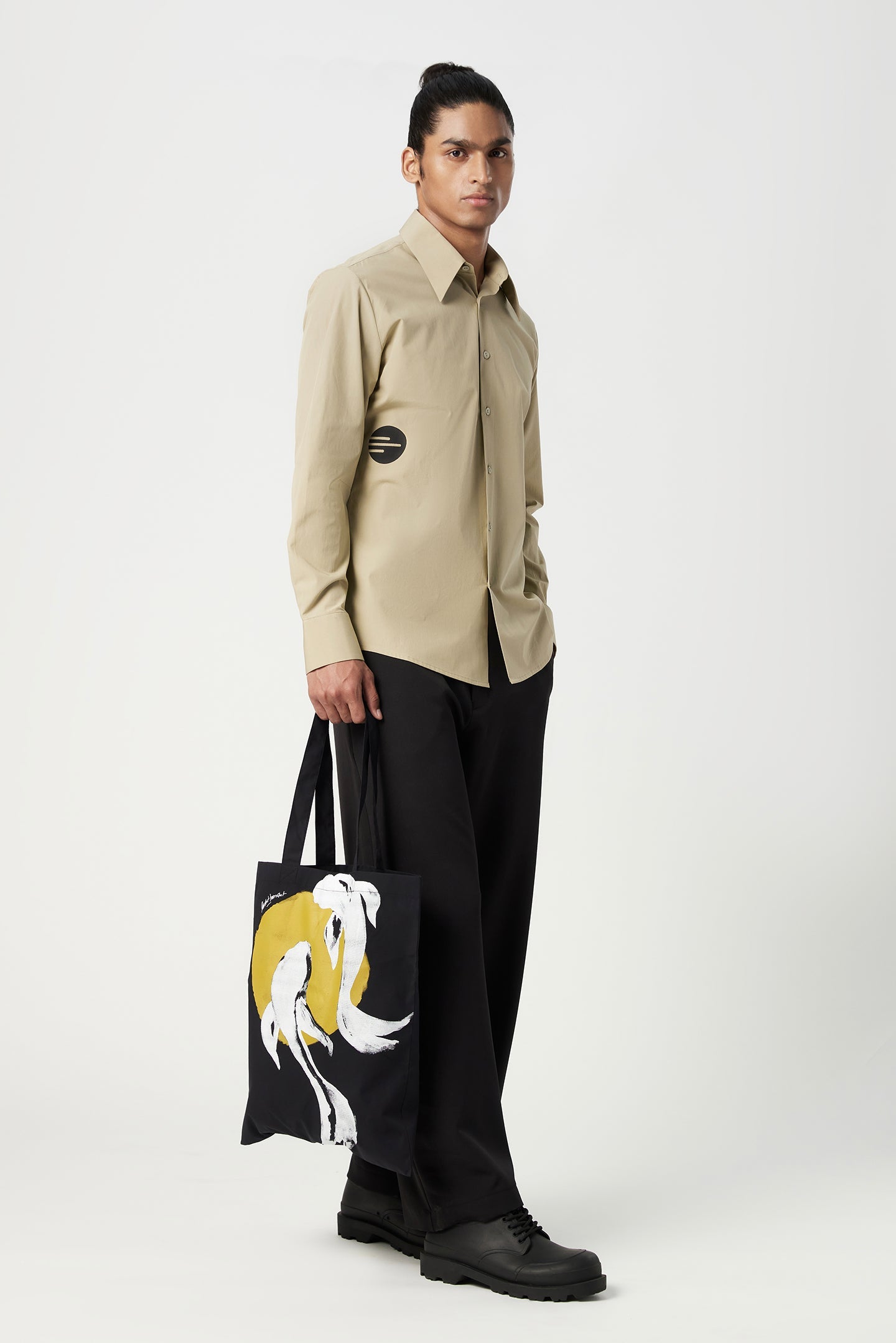 Regular Fit Button Up Shirt with Artistic Stamp Print - Genes Lecoanet Hemant