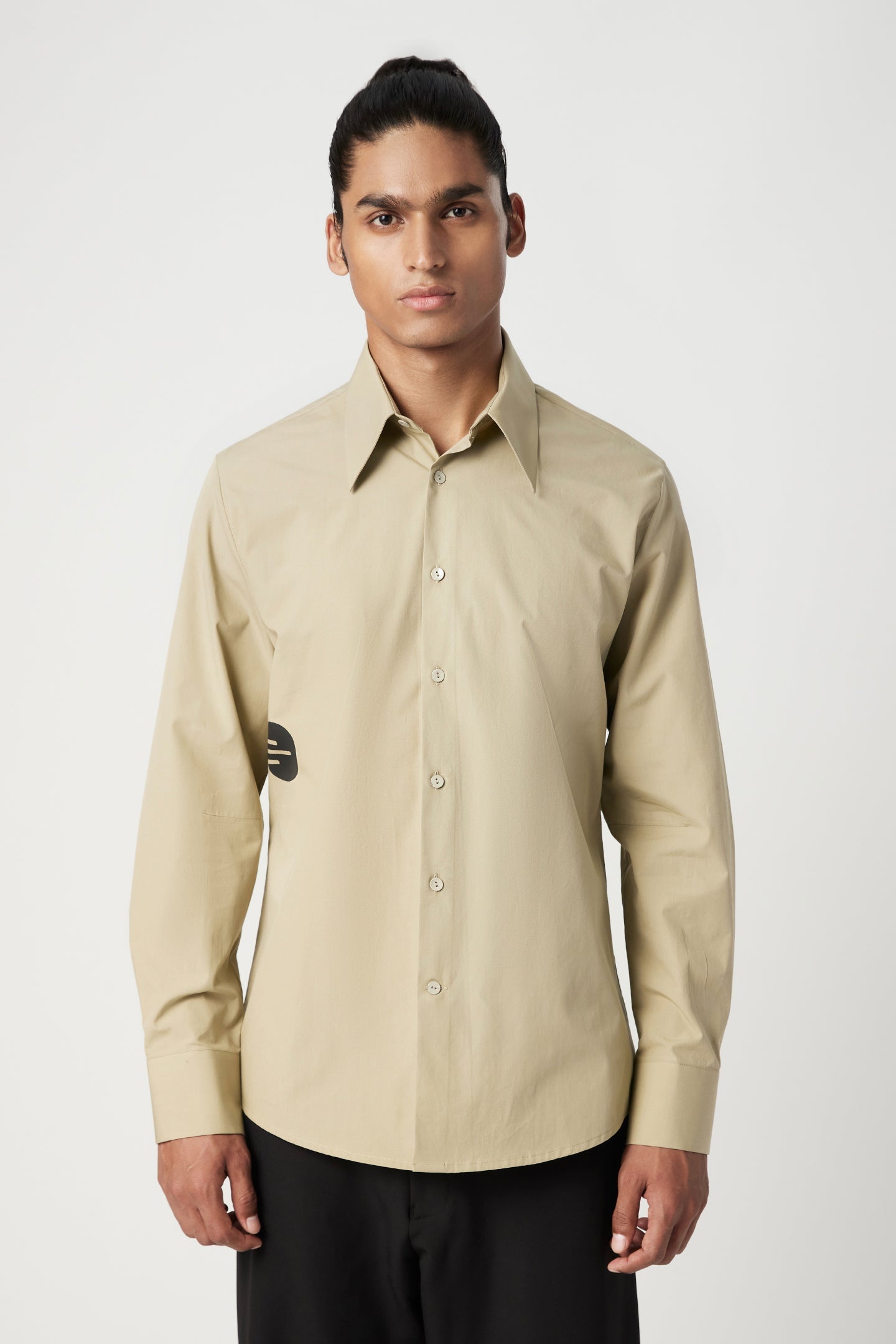 Regular Fit Button Up Shirt with Artistic Stamp Print - Genes Lecoanet Hemant