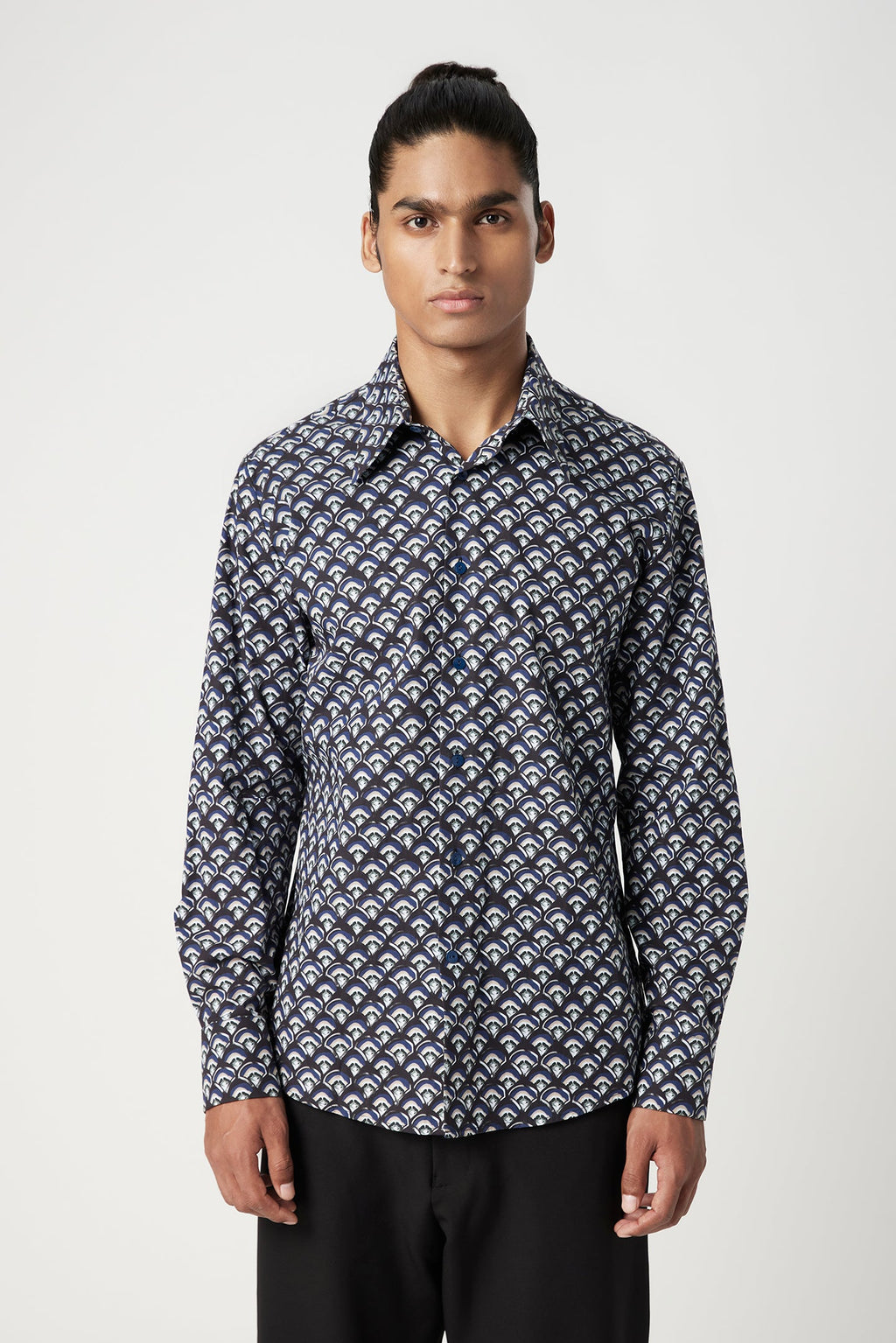 Regular Fit Button-Up Shirt in an All-Over Scallop Print - Genes Lecoanet Hemant