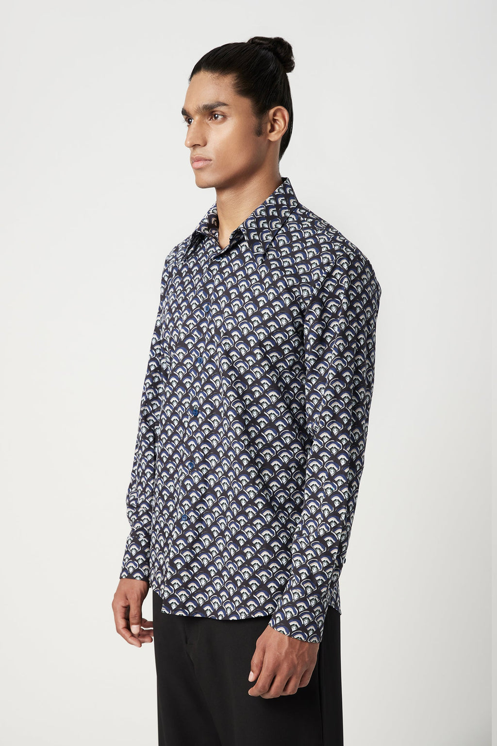Regular Fit Button-Up Shirt in an All-Over Scallop Print - Genes Lecoanet Hemant