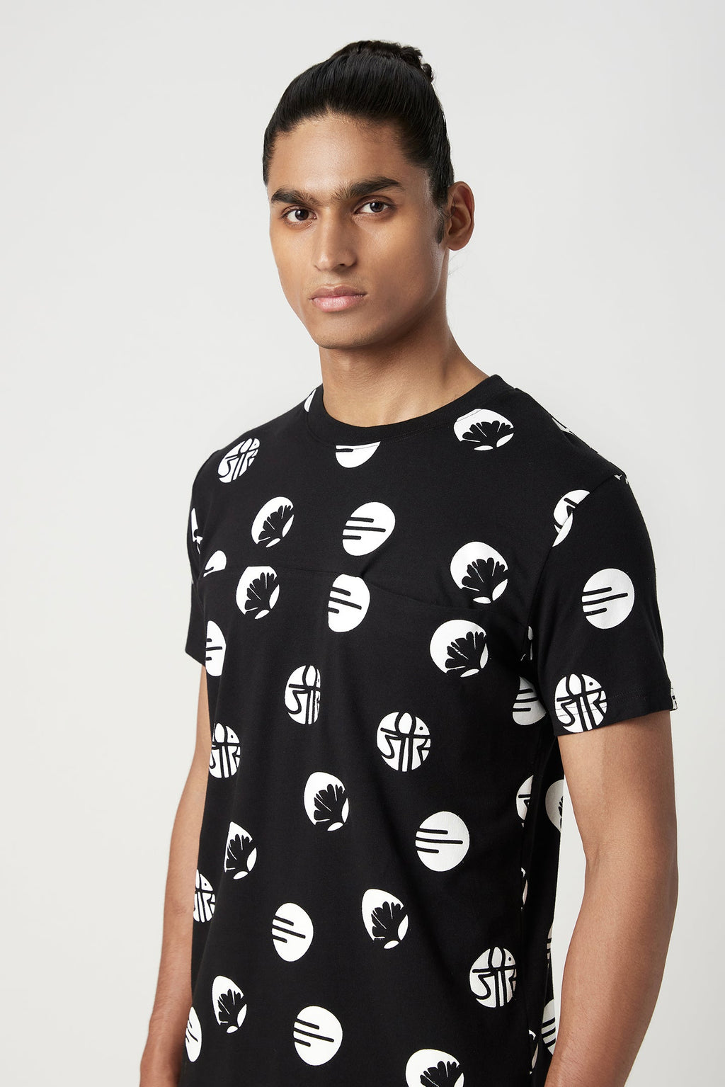 Regular Fit T-Shirt with All-Over Stamp Print - Genes Lecoanet Hemant