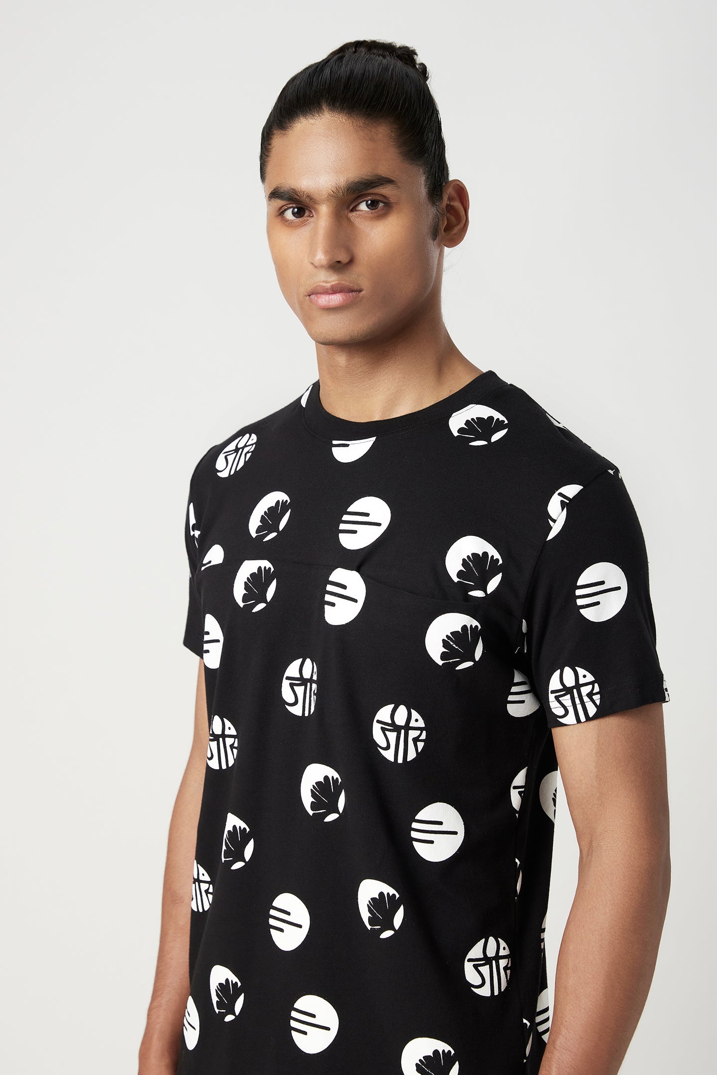 Regular Fit T-Shirt with All-Over Stamp Print - Genes Lecoanet Hemant