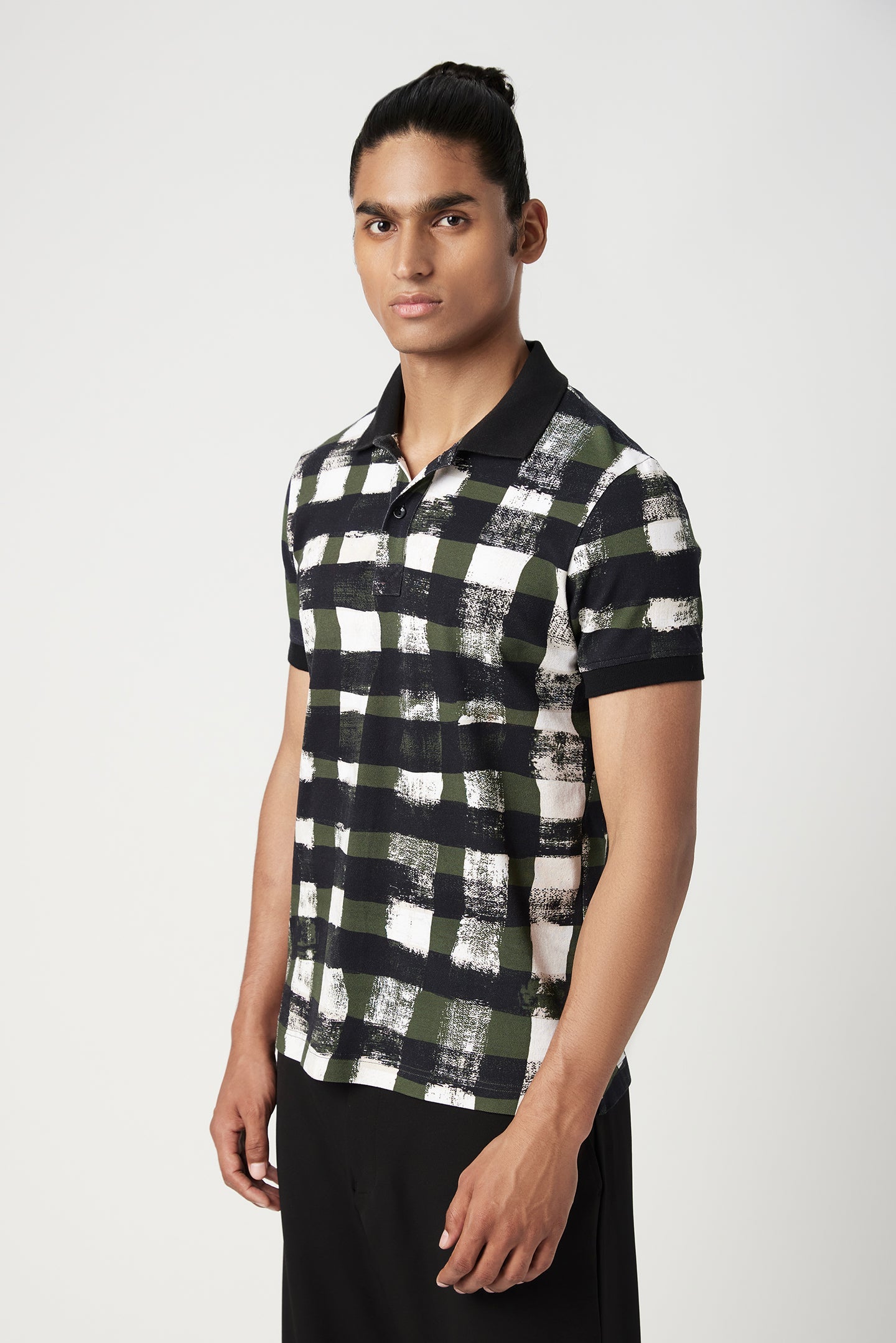 Regular Fit Polo T-Shirt with All-Over Large Check Print - Genes Lecoanet Hemant