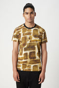 Regular Fit T-Shirt in All-Over Abstract Check Print - Genes Lecoanet Hemant