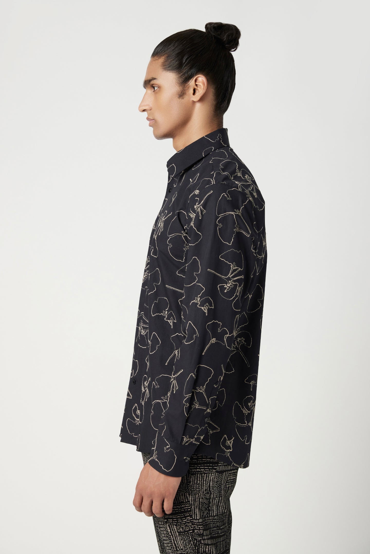 Regular Fit Button-Up Shirt with All-Over Thread Embroidery - Genes Lecoanet Hemant