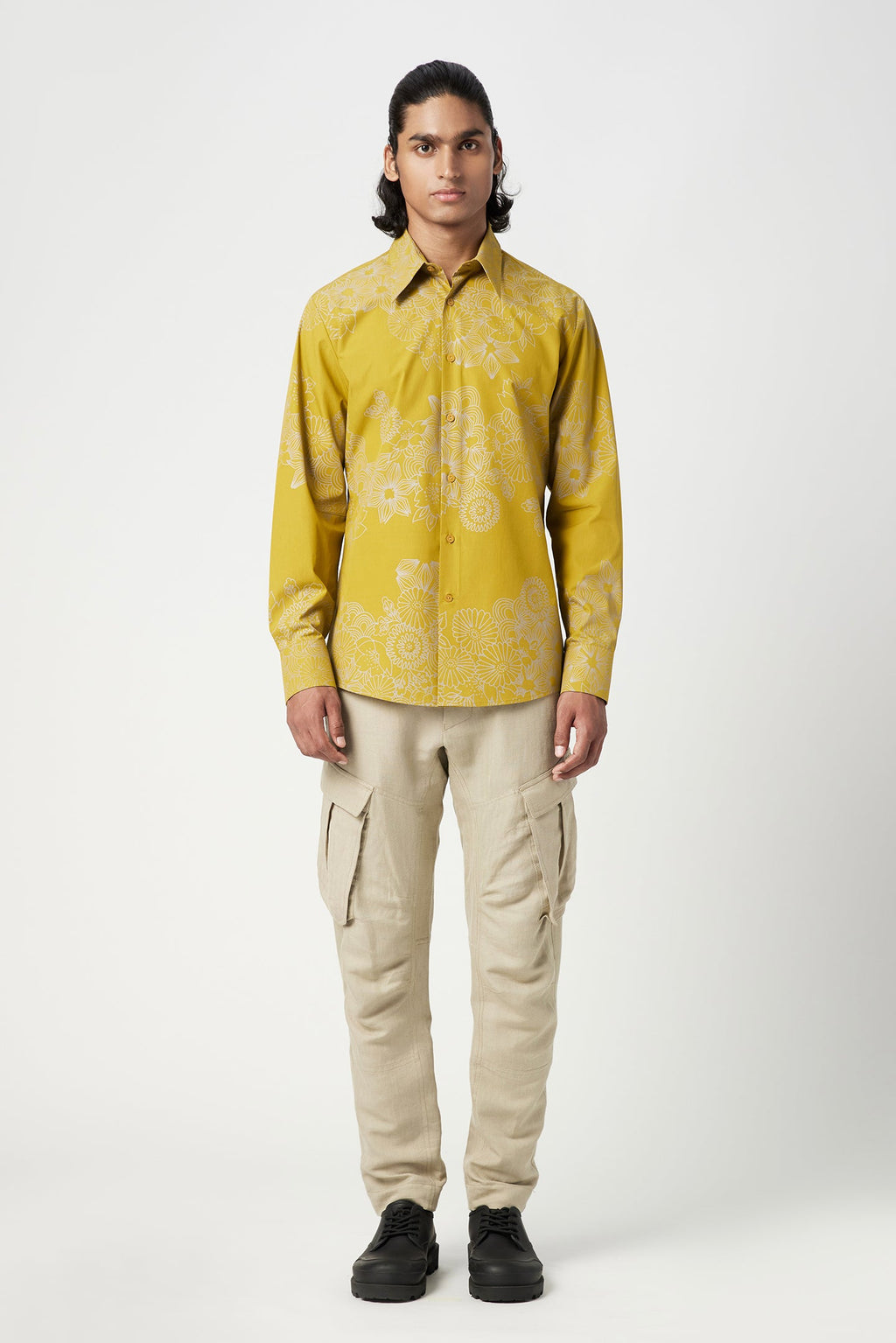 Regular Fit Button-Up Shirt with All-Over Floral Print - Genes Lecoanet Hemant
