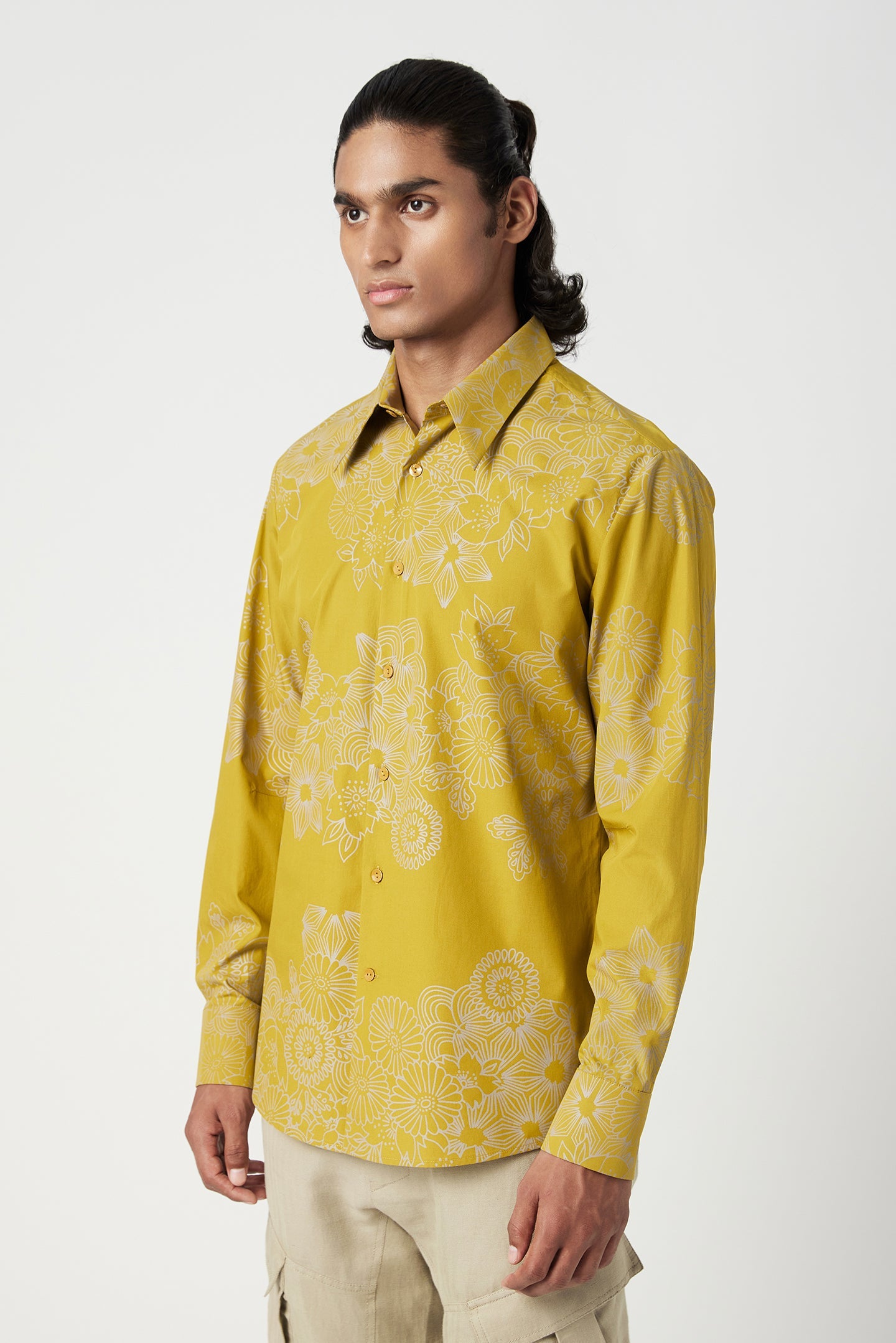 Regular Fit Button-Up Shirt with All-Over Floral Print - Genes Lecoanet Hemant
