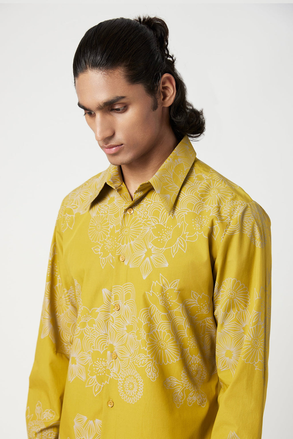 Regular Fit Button-Up Shirt with All-Over Floral Print - Genes Lecoanet Hemant