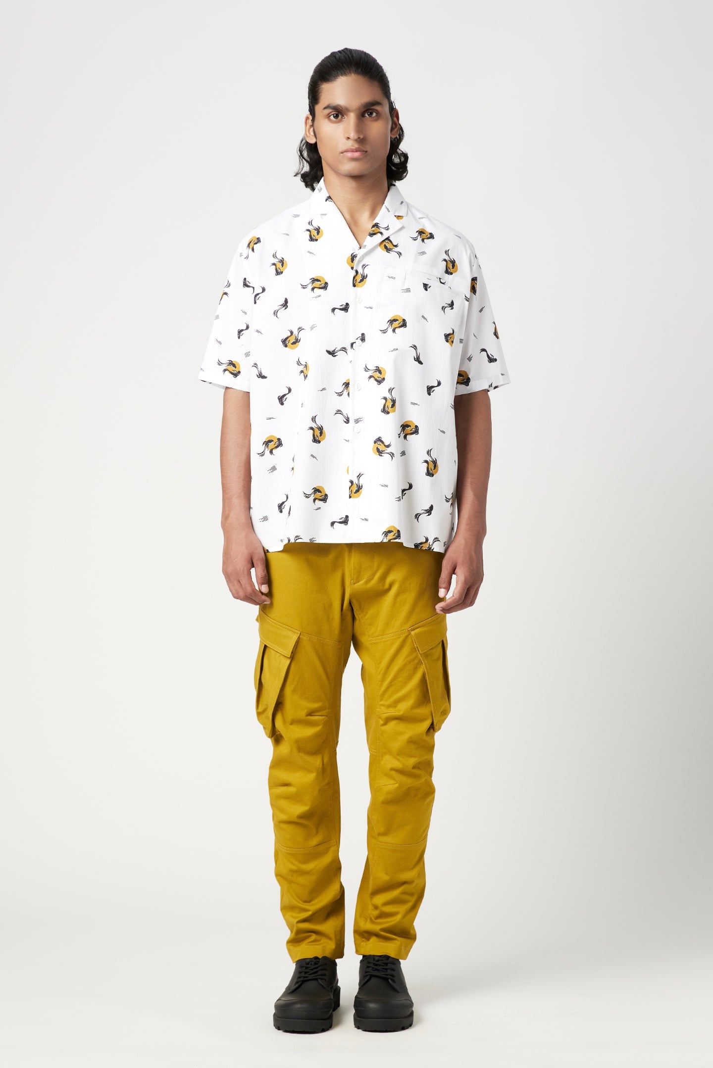 Easy Fit Half Sleeve Shirt in an All-Over Fish Print - Genes Lecoanet Hemant