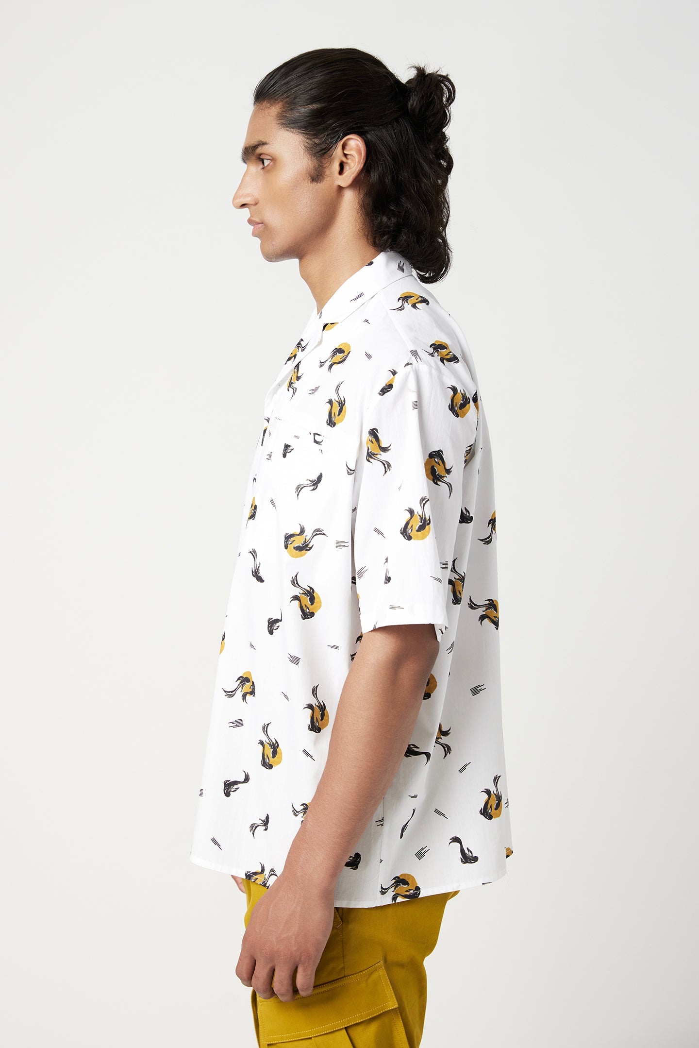 Easy Fit Half Sleeve Shirt in an All-Over Fish Print - Genes Lecoanet Hemant