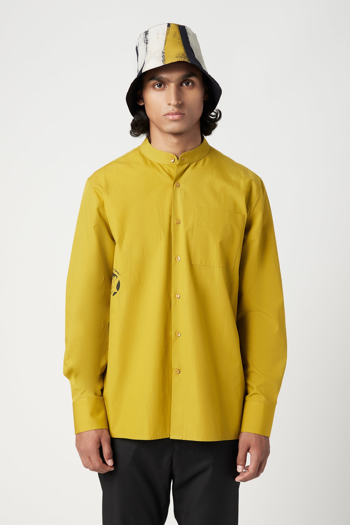 Easy Fit Button Up Shirt with Artful Stamp Print - Genes Lecoanet Hemant