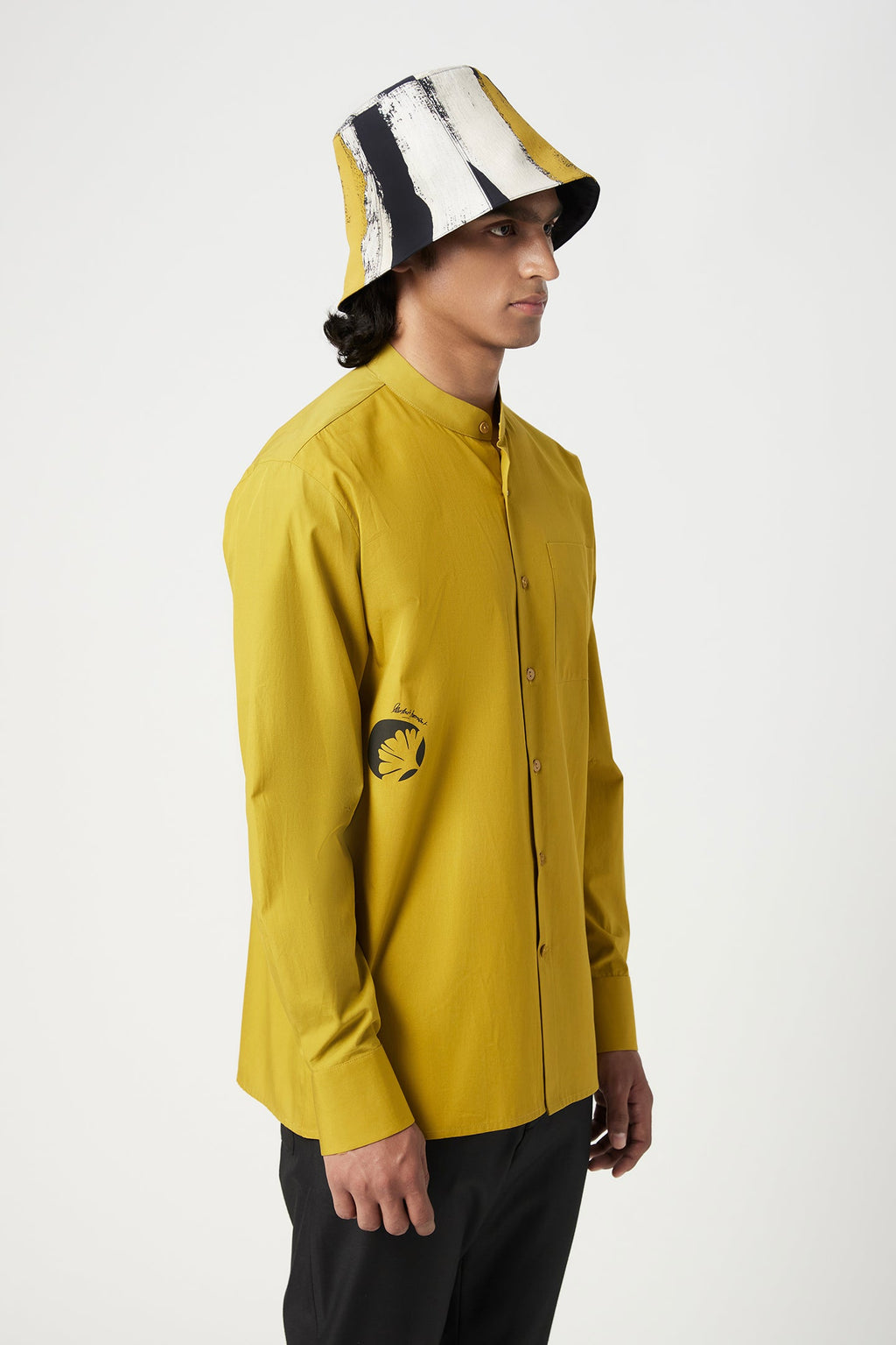 Easy Fit Button Up Shirt with Artful Stamp Print - Genes Lecoanet Hemant