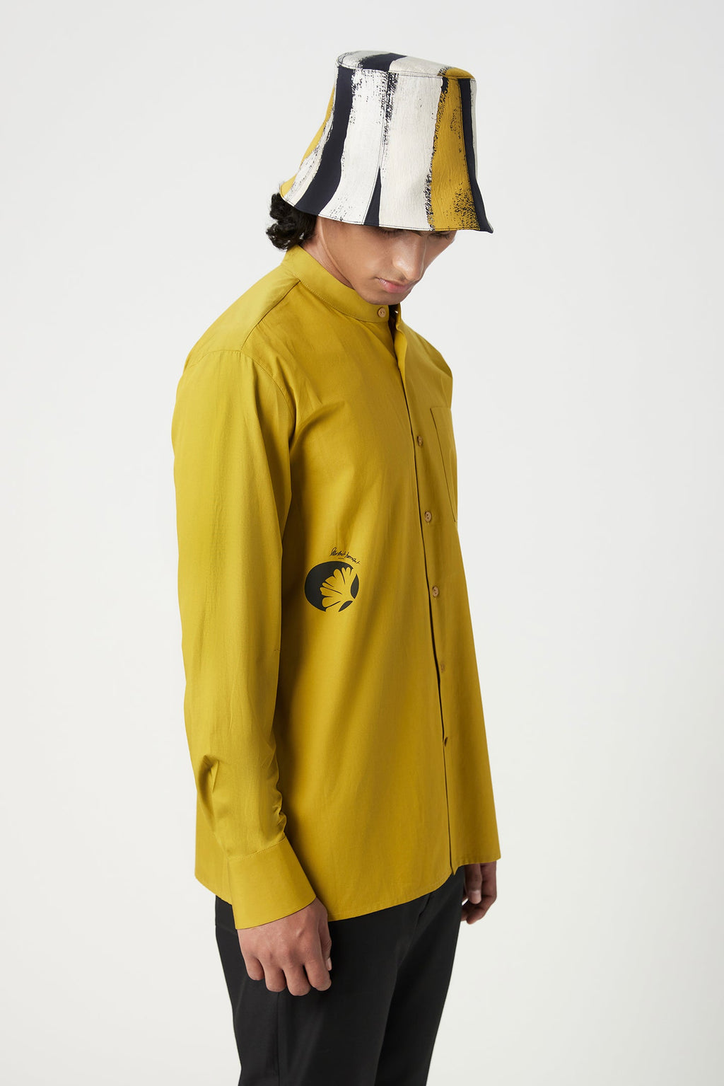 Easy Fit Button Up Shirt with Artful Stamp Print - Genes Lecoanet Hemant