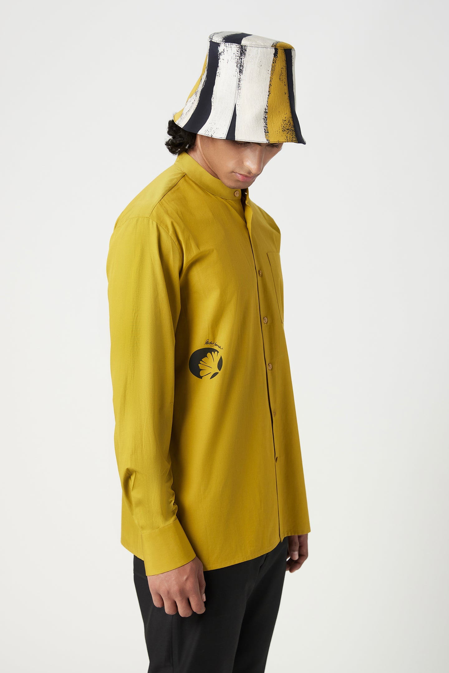 Easy Fit Button Up Shirt with Artful Stamp Print - Genes Lecoanet Hemant