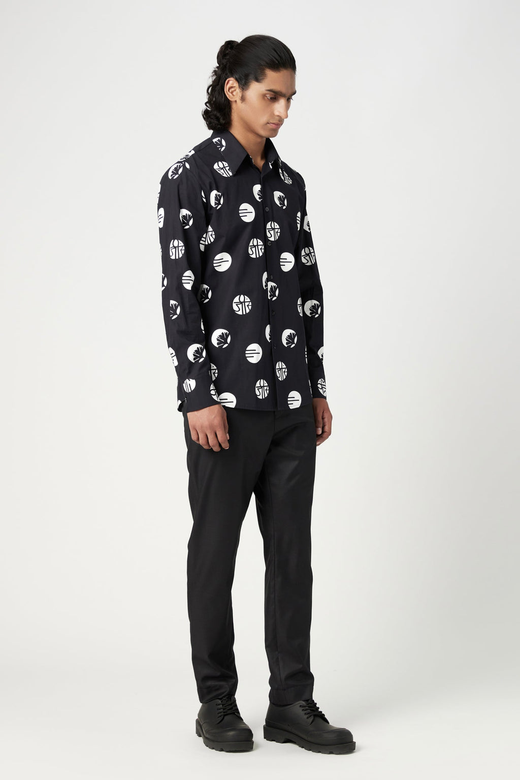 Regular Fit Button-Up Shirt in an Eye-Catching Stamp Print - Genes Lecoanet Hemant