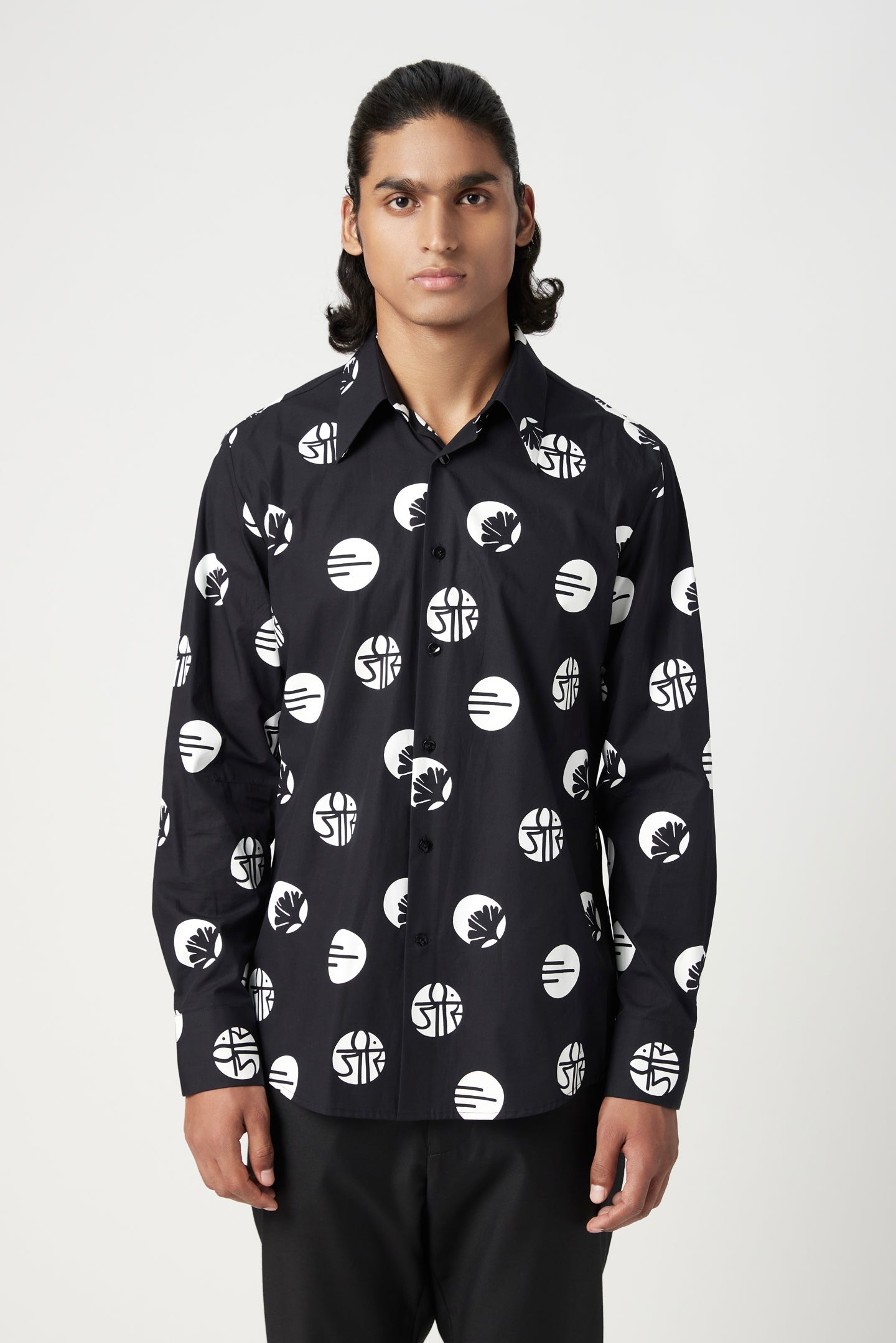Regular Fit Button-Up Shirt in an Eye-Catching Stamp Print - Genes Lecoanet Hemant