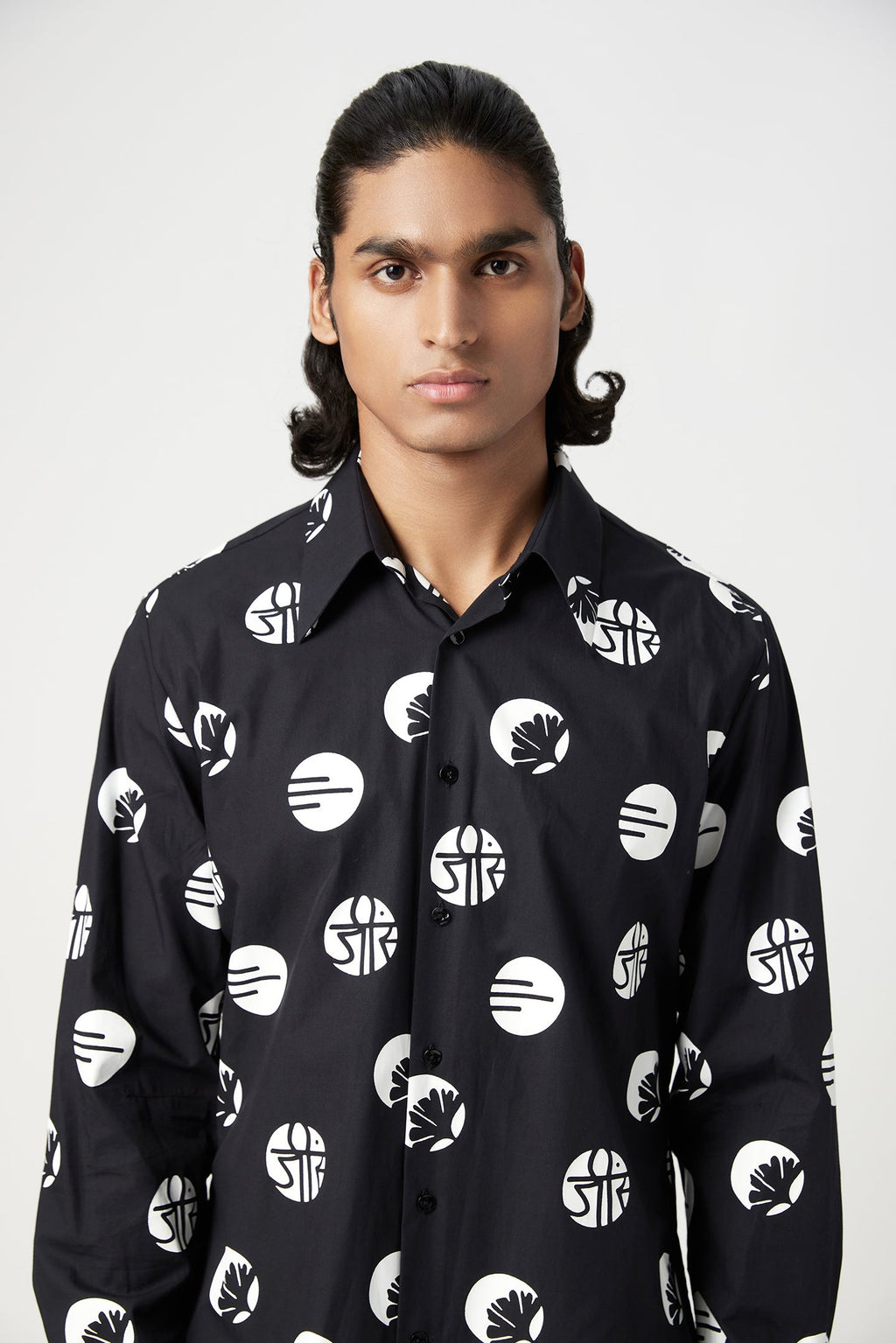 Regular Fit Button-Up Shirt in an Eye-Catching Stamp Print - Genes Lecoanet Hemant